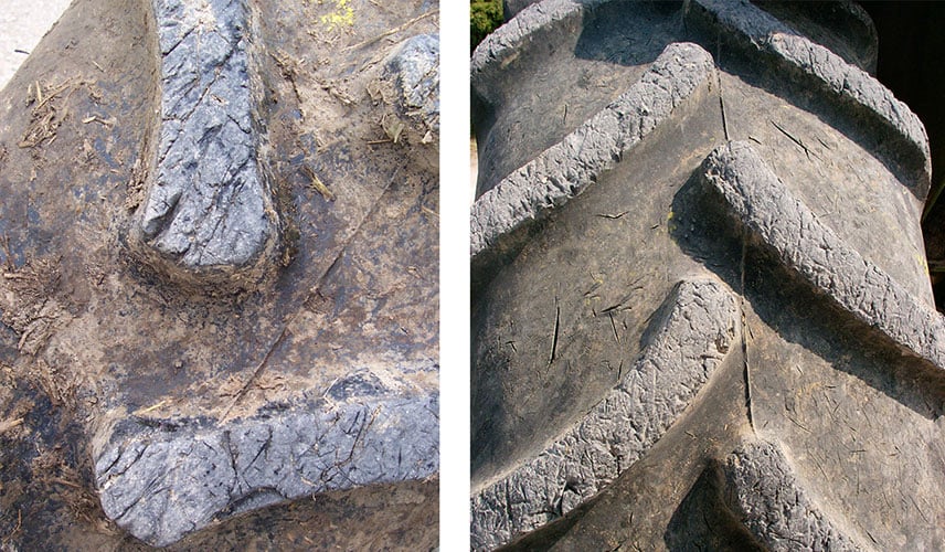 Wear to the lugs due to cuts or flaking