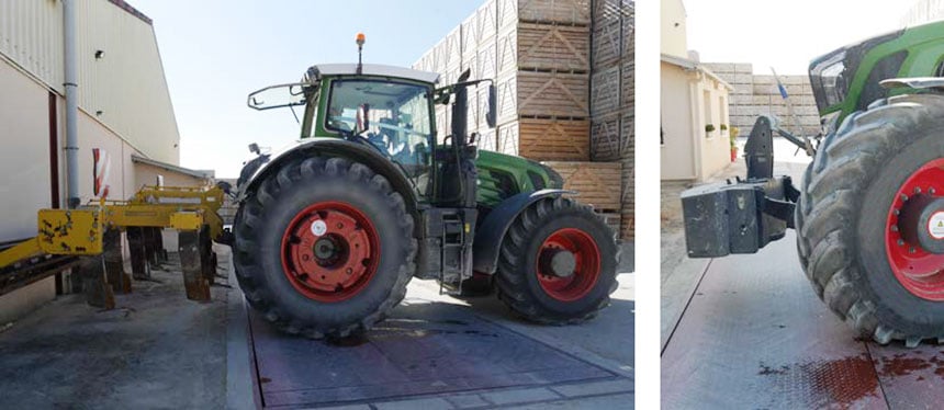 Front ballast to offset the weight of the implement